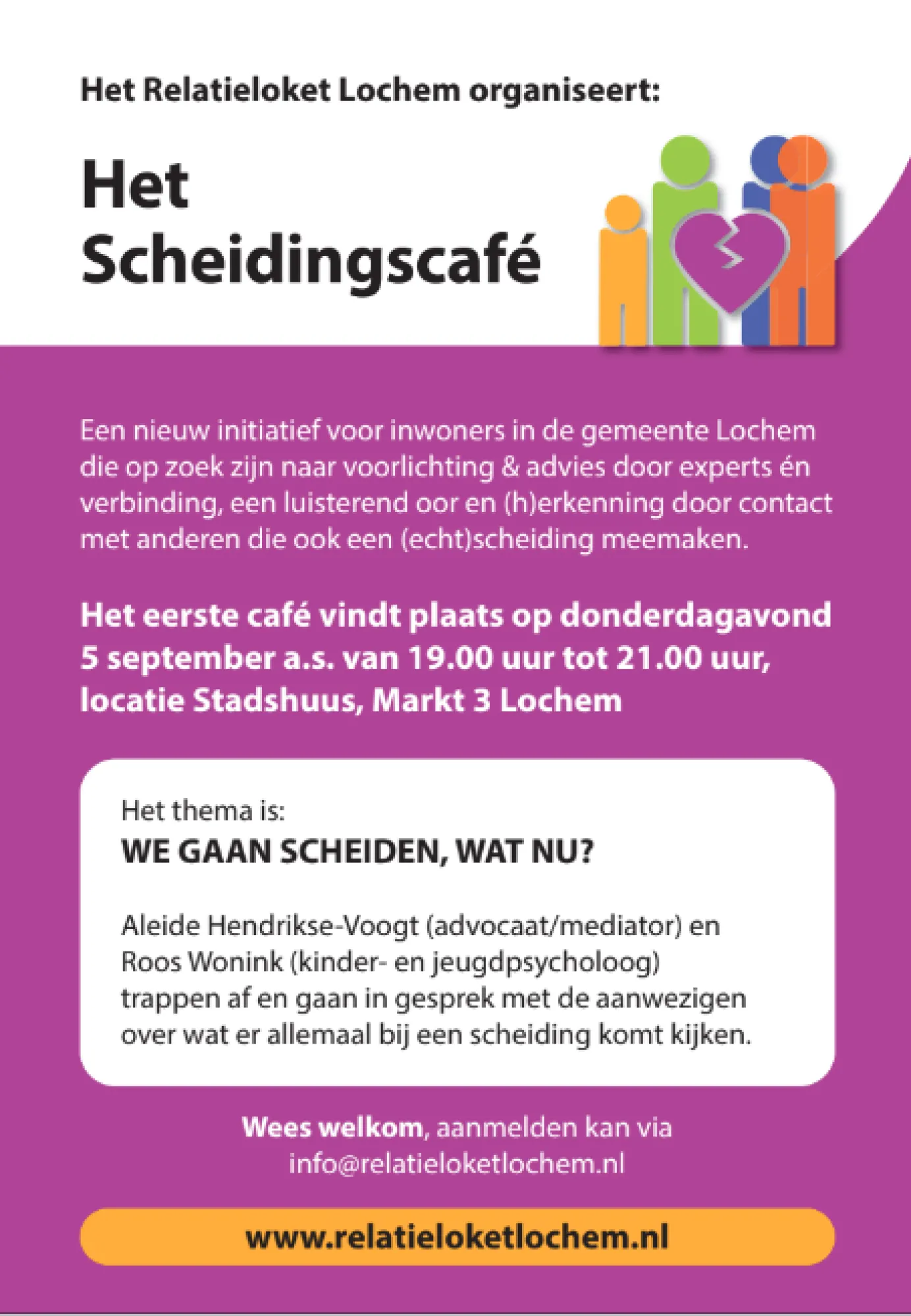 Scheidingscafé 5 september in Lochem